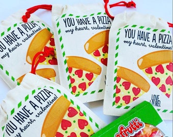 Kids Valentines Card, School Valentine, Class Valentine, Valentine Favor, Valentines for Preschool, Pizza Valentine, Candy Valentine Gift