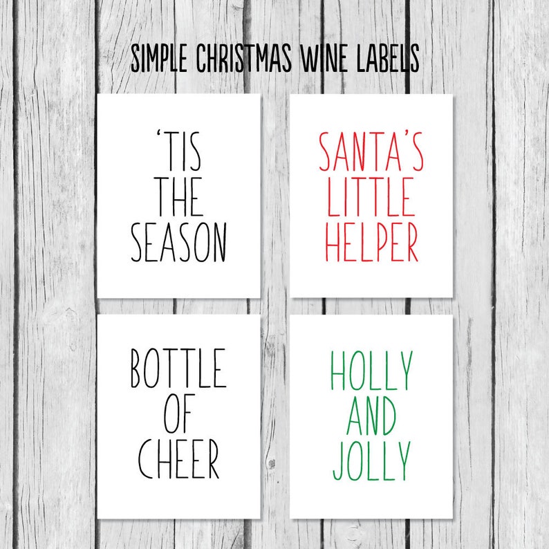 Simple Christmas Wine Label Rae Dunn Inspired Holiday