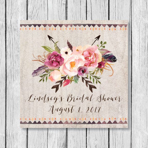 Bridal Shower Sticker, Boho Shower Sticker, Wedding Favor Sticker, Wedding Sticker, Flower Sticker, Boho Flower Sticker, Boho Chic Sticker Il_570xn