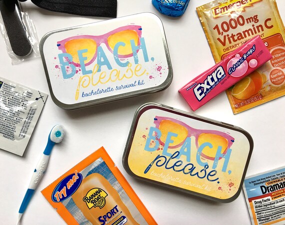 Beach Please, Beach Bachelorette Party Favor, Bachelorette Survival Kit, Beach Wedding Favor, Bachelorette Hangover Kit Il_570xn