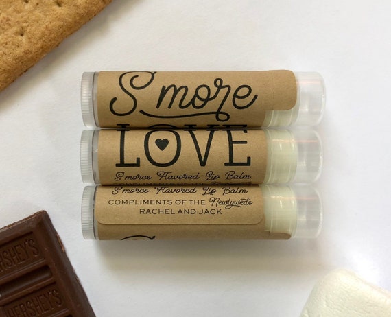 Smore Love Wedding Favor Lip Balm Chapstick, Smores Rustic Baby Shower Favor for Guests, Smores Flavored Chapstick Fall Wedding Gift Il_570xn