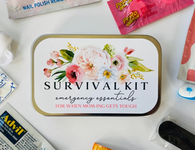 Unique Mom Survival Kit Gift for Mothers Day, Mom Emergency Stash Gift Box Tin, Mothers Day Long Distance Gift, Cute Gift for Mom Friends image 1