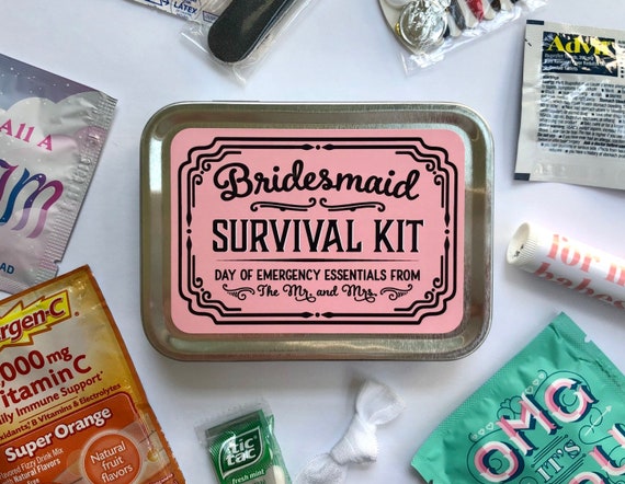 Bridesmaid Wedding Day Survival Kit Gift, Will You Be My Bridesmaid  Hangover Emergency Kit, Bridesmaid Gift Box Tin 