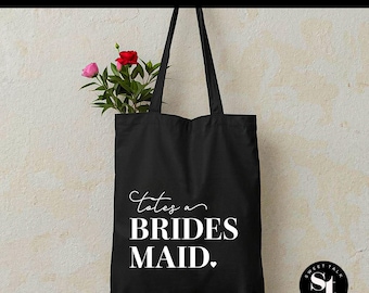 Bridesmaid Proposal Canvas Tote Bag: Black Liberty Bag