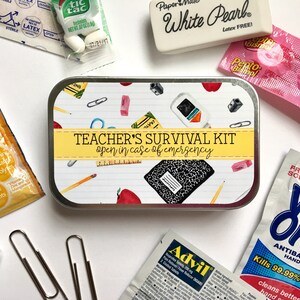 Survival Kit Gift for Teacher Appreciation Day, Back to School Teacher Gift Box Tin, Thank You Teacher Emergency Kit Gift image 2