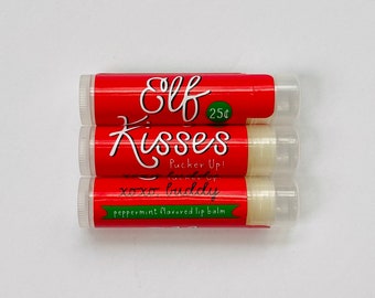 Christmas Party Favor Chapstick Gift from Elf, Elf Kisses Lip Balm, Christmas Eve Gift Box Filler for Kids, School Treat Bag Filler