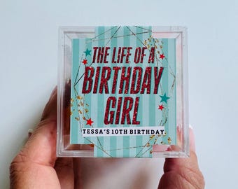 Life of a Birthday Girl Candy Cube Sticker Labels, Life of a Birthday Party Favor, Trendy Birthday Girl Party Decor, Tween Birthday Party