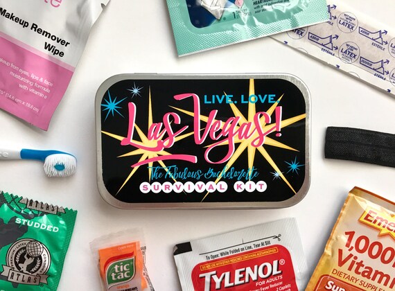 Las Vegas Bachelorette Weekend Survival Kit Party Favor, Emergency Kit Gift for Girls Weekend, Vegas Before Vows Hangover Kit Party Favor Il_570xn