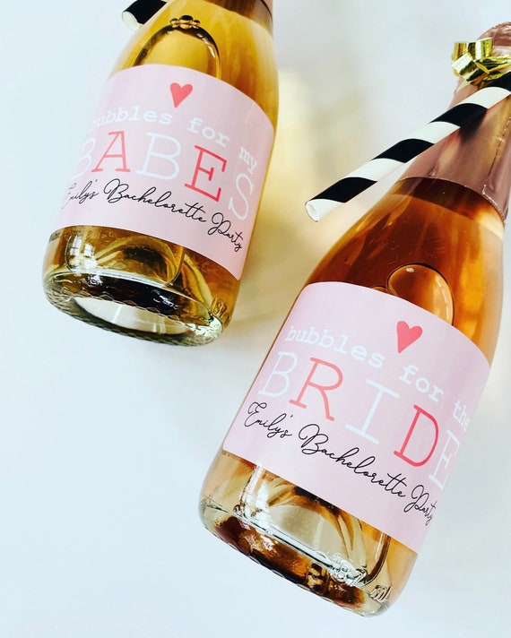 Bachelorette Party Favor Mini Champagne Label Gift, Wedding Wine Label Gift for Bridesmaid, Birthday Party Decor Bubbles for my Babes Il_570xn