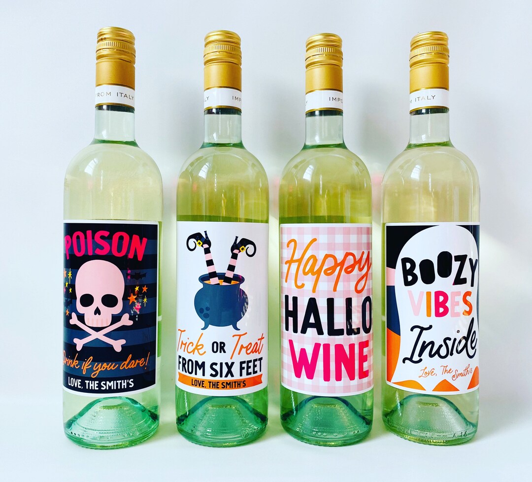 Halloween Wine Labels Glam, Youve Been Boozed Halloween Wine Gift Label ...