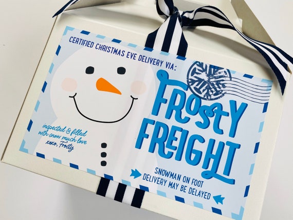 Kids Christmas Eve Gift Box, Santa Mail Sack from Frosty the Snowman, Winter Wonderland Birthday Party Favor, Cute Christmas Gift Packaging Il_570xn