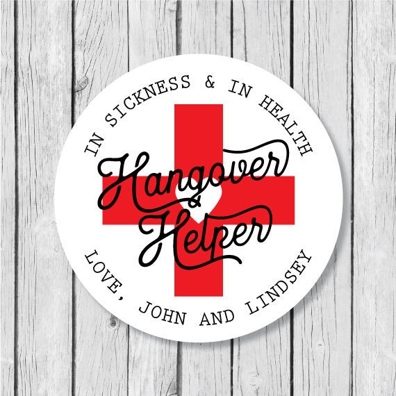 Personalized Hangover Kit Sticker, Hangover Kit Label for Wedding