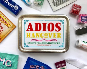 Final Fiesta Bachelorette Party Hangover Kit Favor, Adios Hangover Gift Box Tin, Emergency Recovery Kit for Mexican Bachelorette Party