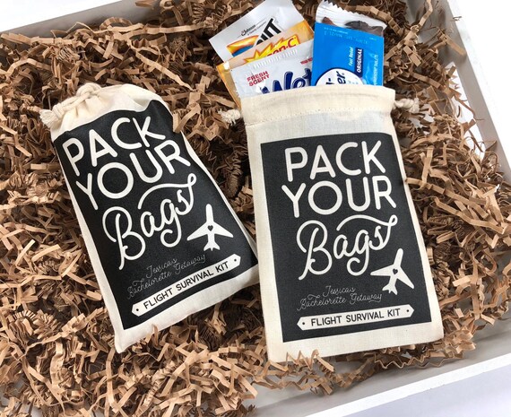 Pack Your Bags Destination Bachelorette Party Flight Survival Kit Favor Bag, Survival Kit Gift Bag for Bachelorette Getaway, Travel Gift Il_570xn