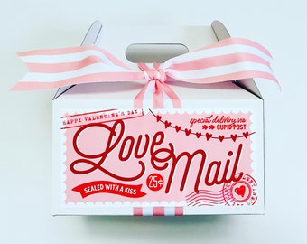 Kids Valentines Day Treat Box, Kids Valentine Card Mailbox, Valentines Day Party Favor Love Mail Treat Box, Kids Valentines Gift from Mom