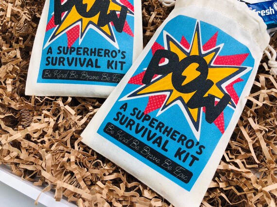 Superhero Teacher Appreciation Survival Kit Gift Bag, Thank You Teacher Survival Kit Gift, Unique Superhero Party Favor Gift Bag for Kids Il_570xn