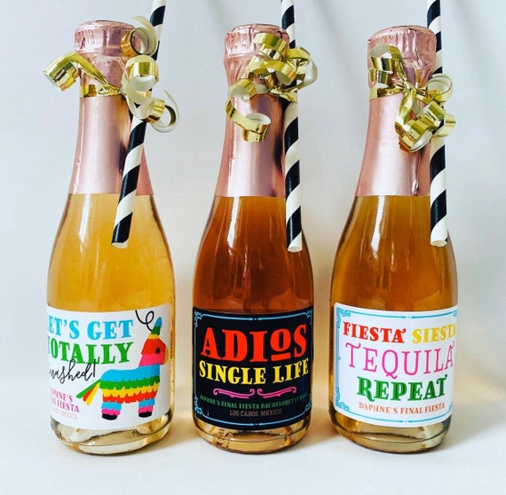 Final Fiesta Bachelorette Party Favor Mini Champagne Label, Fiesta Themed Wine Label Party Decor for Mexican Bachelorette Weekend Il_570xn