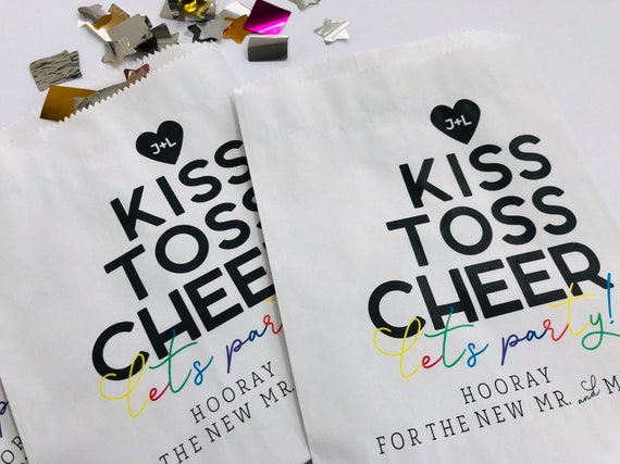 Confetti Toss Wedding Favor Bag Idea for Guests, Kiss Toss Cheer Confetti Wedding Send Off Bag, Ceremony Seed Throw Favor Bag Il_570xn