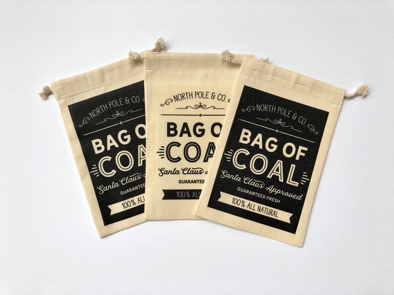 Christmas Coal Bag Christmas Favor Bag Christmas Gift Bag Etsy