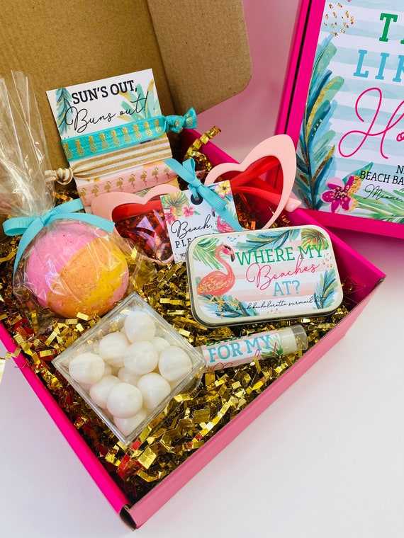 Virtual Beach Bachelorette Party Favor Gift Box, Tropical Bachelorette Getaway Gift for Bride, Beach Birthday Weekend Gift Bag, Zoom Party Il_570xn