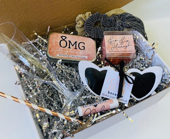 Virtual Bachelorette Party Favor Gift Box for Bridesmaids, Zoom Bachelorette Party Goodies, Gift Box for Bride, Rose Gold Party Decor Il_570xn