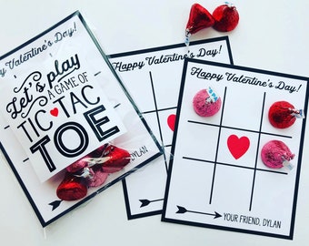 Kids Tic Tac Toe Valentines Day Card, School Valentine, Valentines for Kids, Game Valentine for Kids, Valentine Candy Favor