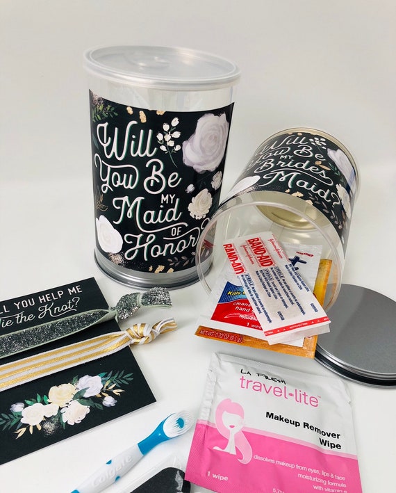 Bridesmaid Gift, Bridesmaid Proposal Gift, Will You Be My Bridesmaid, Bridesmaid Survival Kit, Bridal Party Gift, Black and White Gift Il_570xn