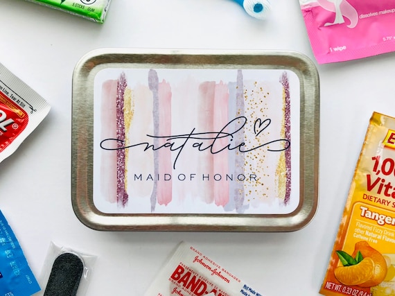 Personalized Bridesmaid Survival Kit Favor Box, Maid of Honor Proposal Gift Box Essential, Will You Be My Bridesmaid Proposal Emergency Kit Il_570xn
