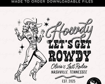 Custom Cowgirl Bachelorette Party Logo: Last Rodeo, Nashville (SVG, PNG, PDF Download)