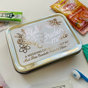 Bridesmaid Wedding Day Survival Kit Gift, Will You Be My Bridesmaid Hangover Emergency Kit, Bridesmaid Gift Box Tin image 4