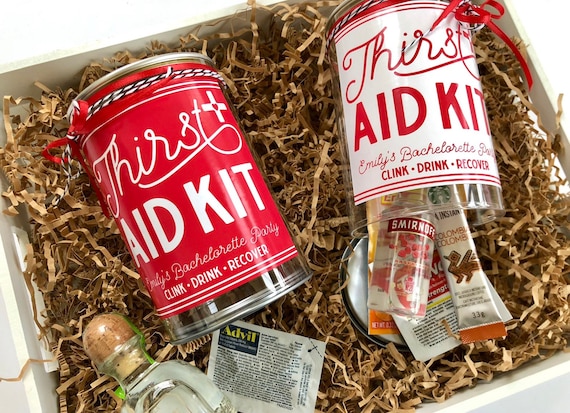 Bachelorette Party Favor Idea Thirst Aid Kit Gift Can, Survival Kit Favor for Bachelorette Weekend, Unique Party Favor Hangover Kit Gift Il_570xn