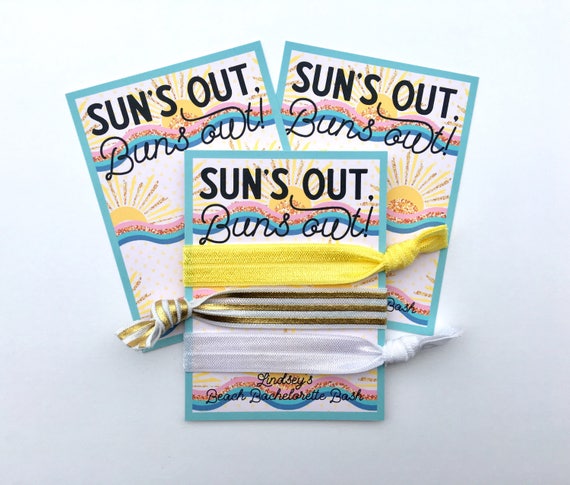 Bachelorette Party Favors, Bachelorette Hair Ties, Beach Bachelorette Party Favors, Suns Out Buns Out Bachelorette Party, Hair Tie Cards Il_570xn