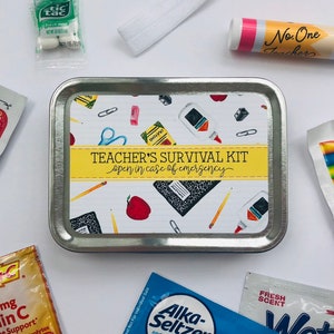 Survival Kit Gift for Teacher Appreciation Day, Back to School Teacher Gift Box Tin, Thank You Teacher Emergency Kit Gift