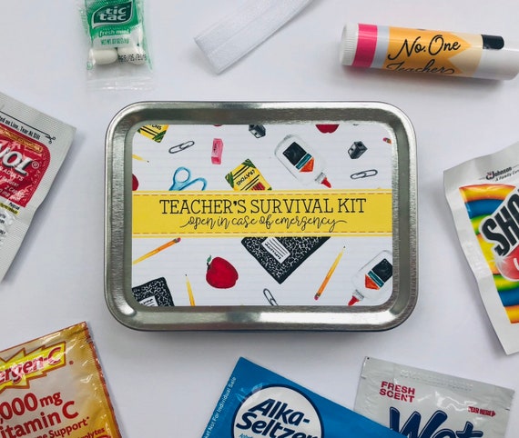Survival Kit Gift for Teacher Appreciation Day, Back to School Teacher Gift Box Tin, Thank You Teacher Emergency Kit Gift Il_570xn