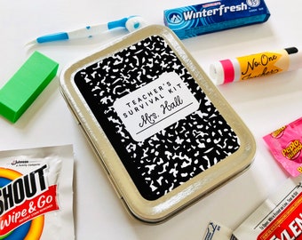 Survival Kit Gift for Teacher Appreciation Day, Back to School Teacher Gift Box Tin, Thank You Teacher Emergency Kit Gift