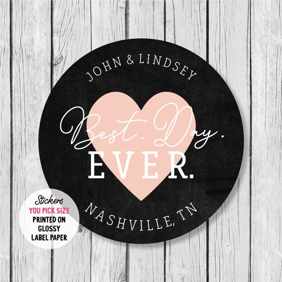 Personalized Best Day Ever Wedding Label for Guest Favor Bags, Chalkboard Wedding Thank You Favor Sticker, Wedding Candy Buffet Labels Il_570xn