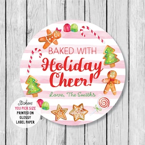 Christmas Cookie Sticker Label, Holiday Cookie Swap Baked With Love Sticker, Christmas Party Treat Gift Tag