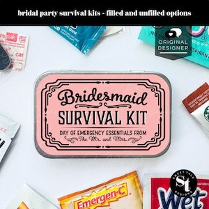 Bridesmaid Wedding Day Survival Kit, Will You Be My Bridesmaid Gift Idea, Maid of Honor Gift from Bride, Bridal Party Favor for Ceremony