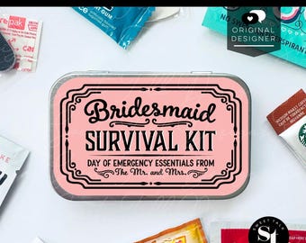 Bridesmaid Gift Wedding Day Survival Kit, Will You Be My Bridesmaid Gift Idea, Maid of Honor Gift from Bride, Bridal Party Favor Ceremony