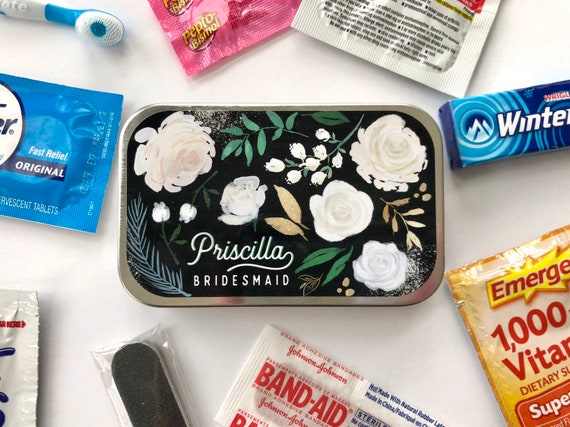 Personalized Survival Kit Gift Box Tin for Bridal Party, Wedding Party Emergency Kit Favor, Will You Be My Bridesmaid Maid of Honor Proposal Il_570xn