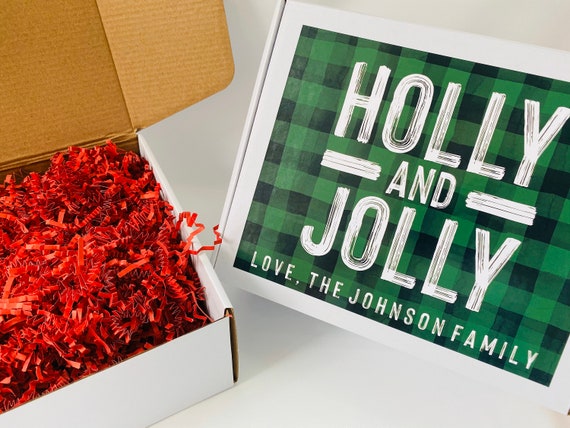 Plaid Christmas Gift Box for Teacher or Neighbor, Holiday Party Favor Box Bag, Curated Christmas Tuck Top Gift Box Packaging Supplies Il_570xn