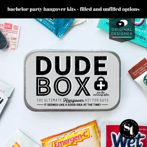 Bachelor Party Hangover Kit in a Tin: Groomsmen Gift