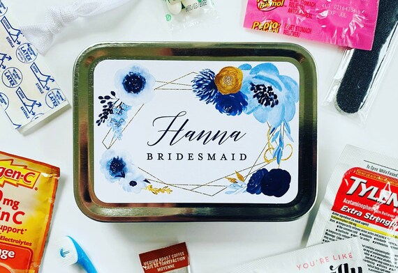 Bridesmaid Wedding Day Survival Kit Gift, Will You Be My Bridesmaid Hangover Emergency Kit, Dusty Blue Bridesmaid Gift Box Proposal Idea Il_570xn