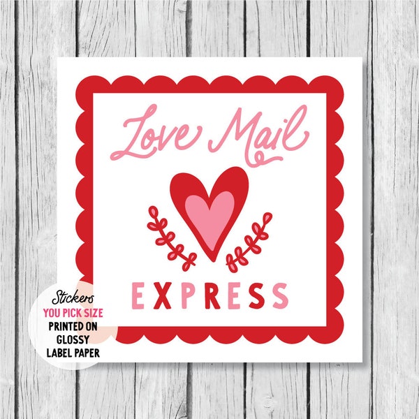 Cute Valentines Day Packaging Sticker Label, Love Mail Happy Mail Gift Tag, Kids Valentine Treat Bag Sticker, Made with Love Etsy Sticker