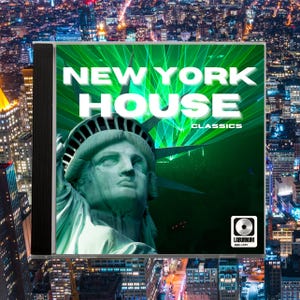 May include: CD case featuring the Statue of Liberty with the words "NEW YORK HOUSE CLASSICS" in white block letters against a green background. The Laburnum Labs logo is in the lower right corner.
