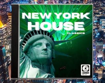 May include: CD case featuring the Statue of Liberty with the words "NEW YORK HOUSE CLASSICS" in white block letters against a green background. The Laburnum Labs logo is in the lower right corner.