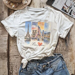 Paris Eiffel Tower T-Shirt: Garment-Dyed US Cotton Souvenir Tee