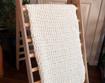 Soft and Snuggly Handmade Crochet Ivory Baby Blanket