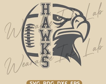 Hawks Football SVG – School Team Spirit Design – Mascot Logo Graphic for Cricut & Silhouette (Digital Download)