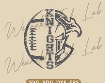 Ridders voetbal verticale SVG noodlijdende cricut cutfile school voetbal cheer team Spirit logo (digitale download)